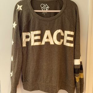 Chaser Peace Sweater - khaki fleece